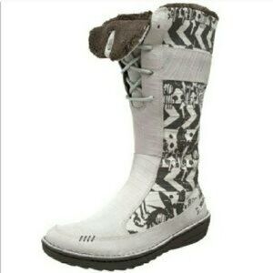 Teva x Spyder Kiru Boots Women's size 6 Gray & Cream Fur Lined Lace Up